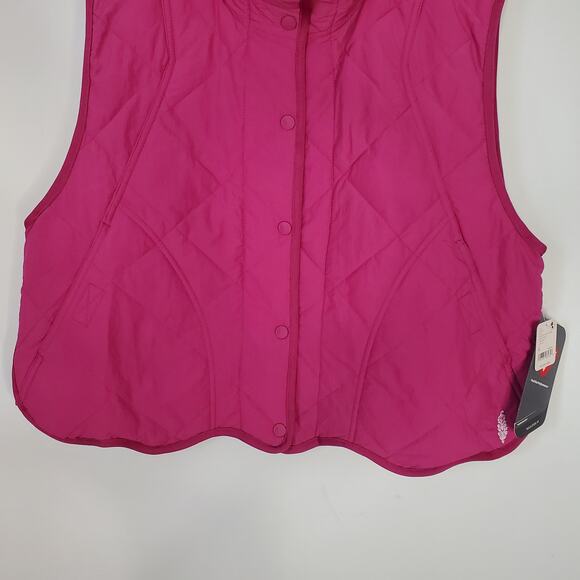 FP Movement Free People Quinn Quilted Waistcoat Puffer Magenta Haze Combo Medium - Picture 9 of 13